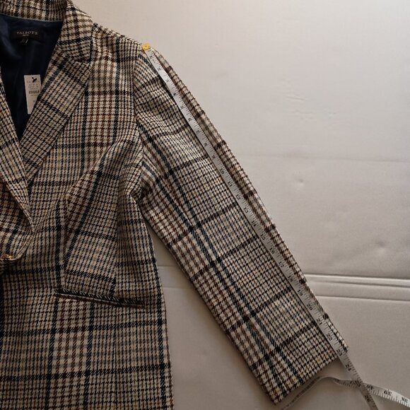 Talbots Plaid Double Breasted Blazer Women’s Navy Brown Cream Size 16P NWT - Picture 12 of 15